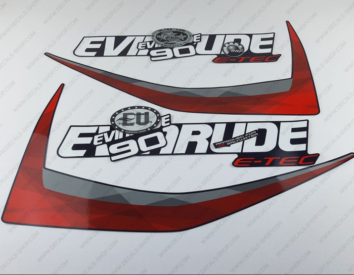 Evinrude 90HP E-tec 2014-2015 Blue Cowl Outboard Decal Kit